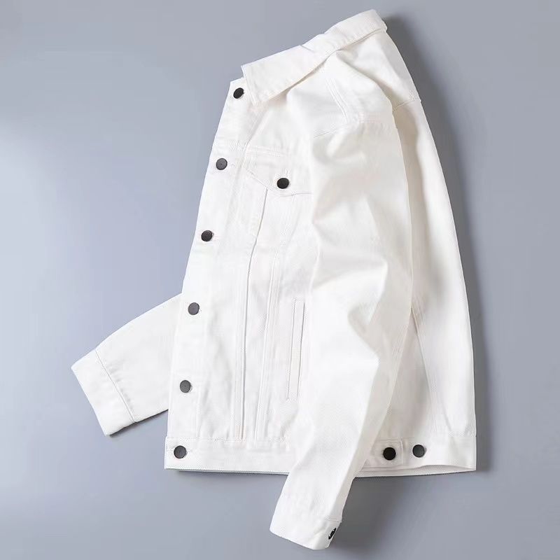 Manteau en denim décontracté pour hommes et femmes, veste à revers blanc simple, vêtements pour hommes, modèles de printemps et d'automne, nouveau, 2024