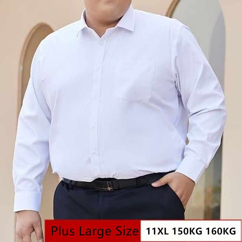    Chemises habillées pour hommes, Super grande taille 11XL 10XL 9XL 8XL, manches longues, automne printemps, coupe régulière, chemise de bureau blanche pour affaires sociales