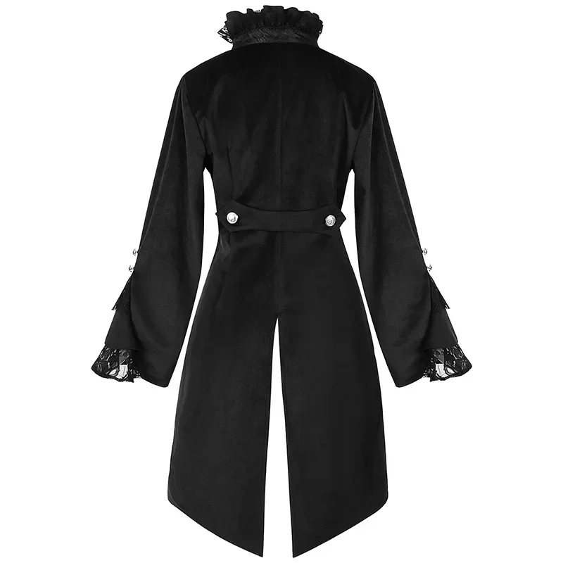 Tailcoat gothique simple boutonnage pour femme, smoking médiéval, mince, foncé, col montant, cour, fête vintage, scène, gril