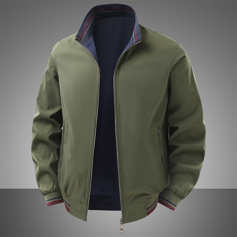Veste décontractée double face pour homme, coupe slim, coupe-vent, résistante au froid, élégante, col montant, pour automne-hiver, vêtements de ville