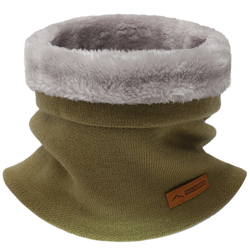Écharpe chaude d'hiver pour femmes, écharpe de cou tricotée, anneaux en peluche solide, anneau de col pour hommes, Foulard féminin