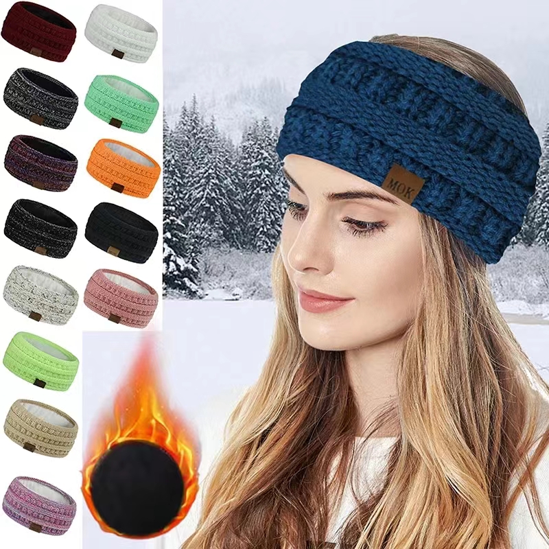 Plus récent large tricot laine bandeau hiver chaud oreille femmes épaissir Turban cheveux accessoires fille bandeau chapeaux oreille plus chaud