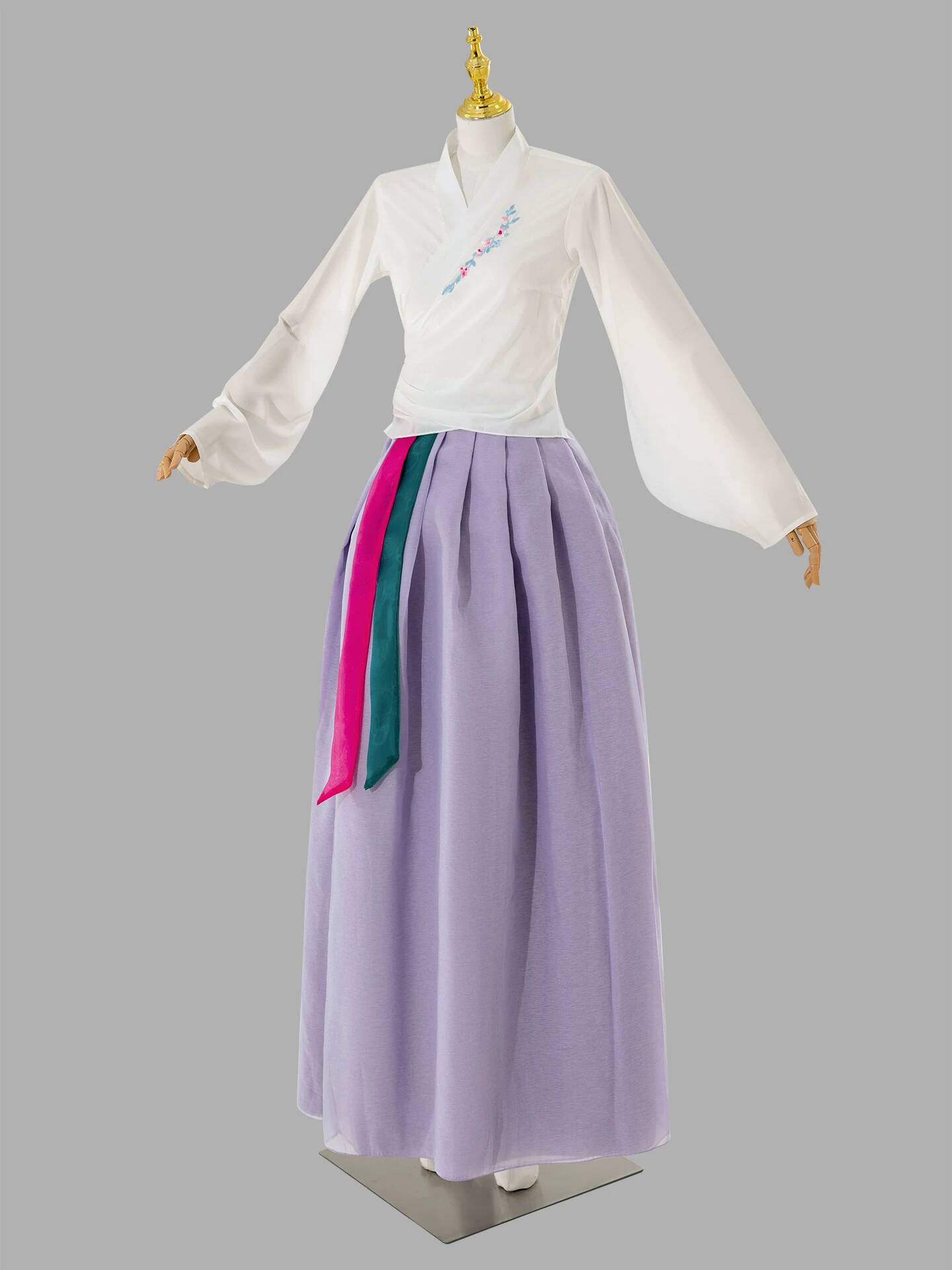 Tenue de danse classique coréenne pour femme : haut à nouer, jupe ample, ensemble de costume de performance de danse folklorique style Hanbok