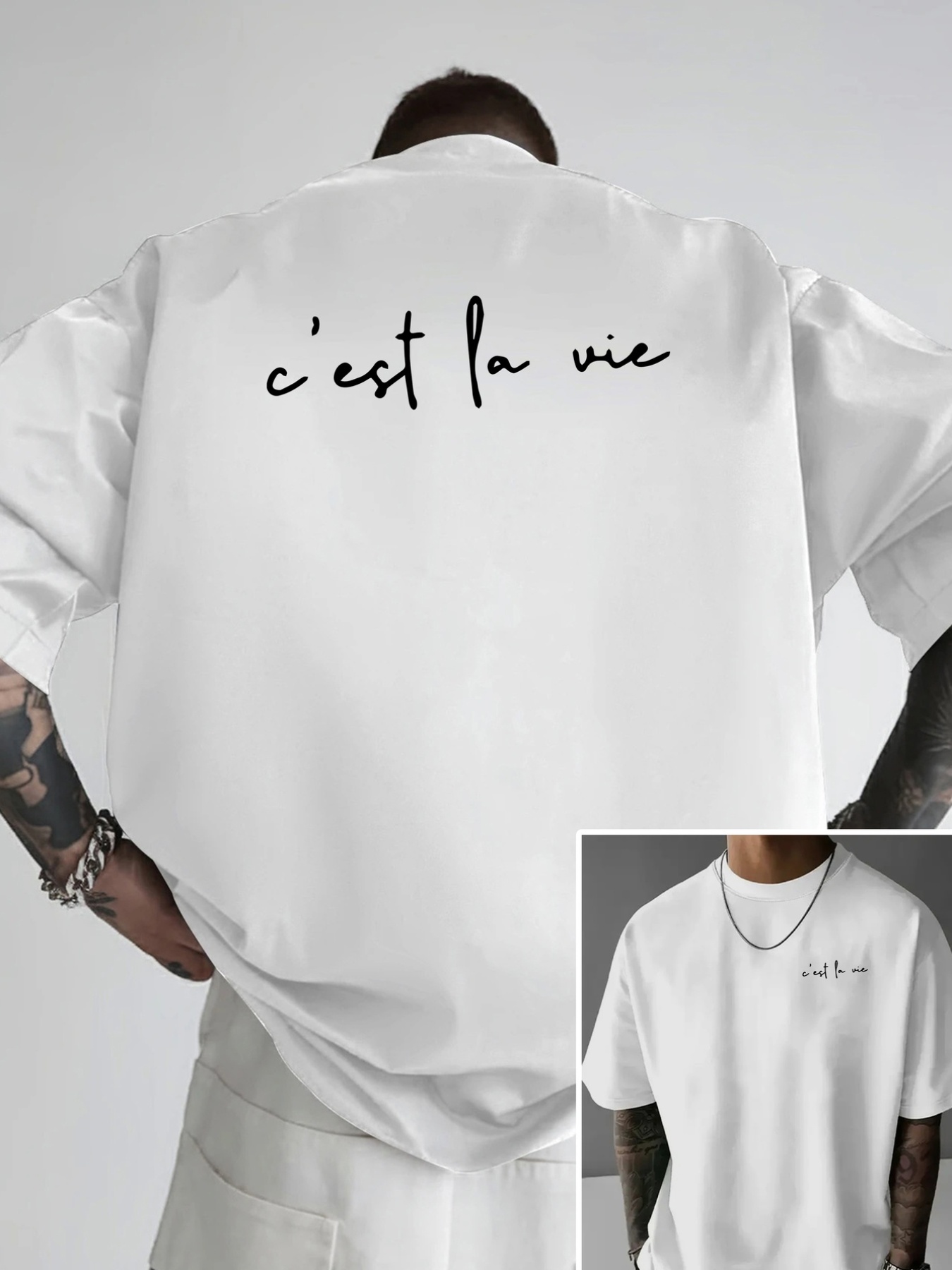T-shirt pour homme, la vie est comme un spectacle, T-shirt ample pour homme à motif double face pour une attitude dans la vie, vêtements pour hommes, t-shirts