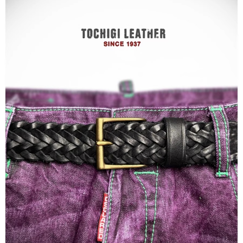 Ceinture décontractée en cuir de vache tanné végétal pour hommes, tissée à la main, classique américain rétro, boucle en Bronze, ceinture en jean en cuir véritable