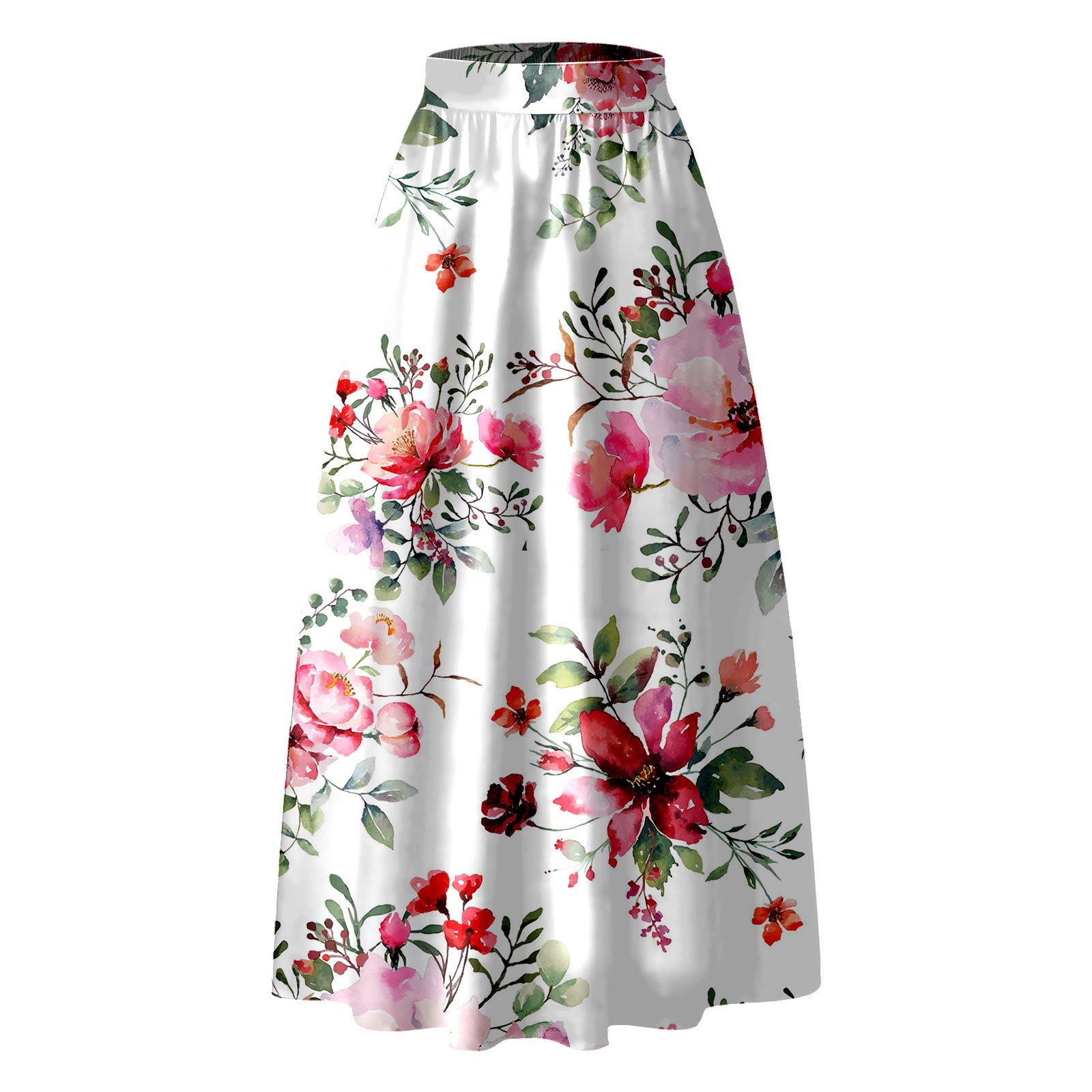 Jupes bohème élégantes coréennes pour femmes, imprimé Floral, Maxi, taille haute, poches, fête, plage, longue, 2024
