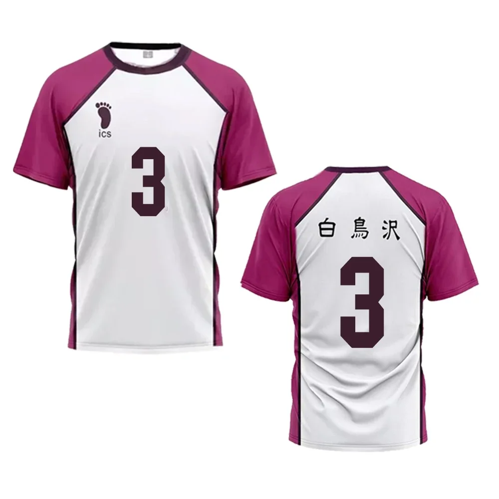 Haikyuu maillot japonais Anime Cosplay hauts Shiratorizawa académie volley-ball uniforme sport ample t-shirt