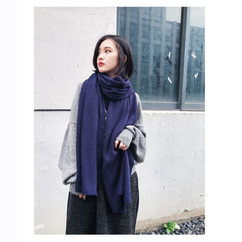 Écharpe longue et chaude pour femme, Hijab coupe-vent, châles ronds, document solide décontracté, optique, hiver