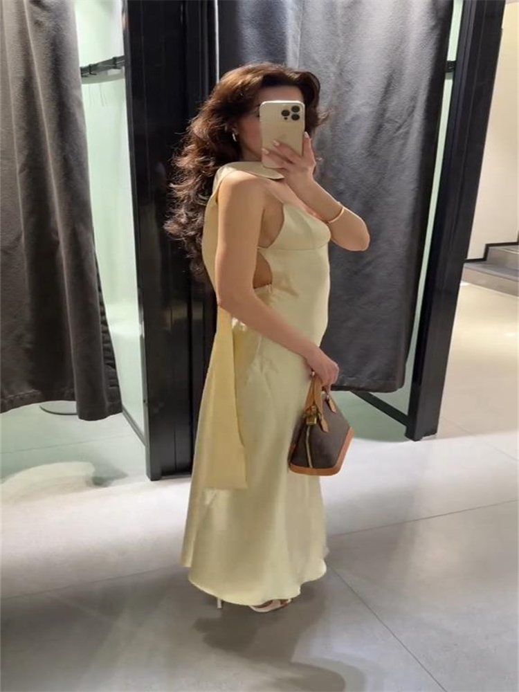 Robe longue marron Sexy pour femmes, élégante, épaules dénudées, dos nu, sans manches, mode d'été, nouvelle collection 2025, Robes de plage
