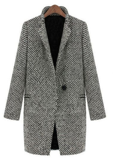 Manteau en laine pour femme, veste coupe-vent pied-de-poule, jambes européennes, grande taille, manteau d'hiver Long, printemps