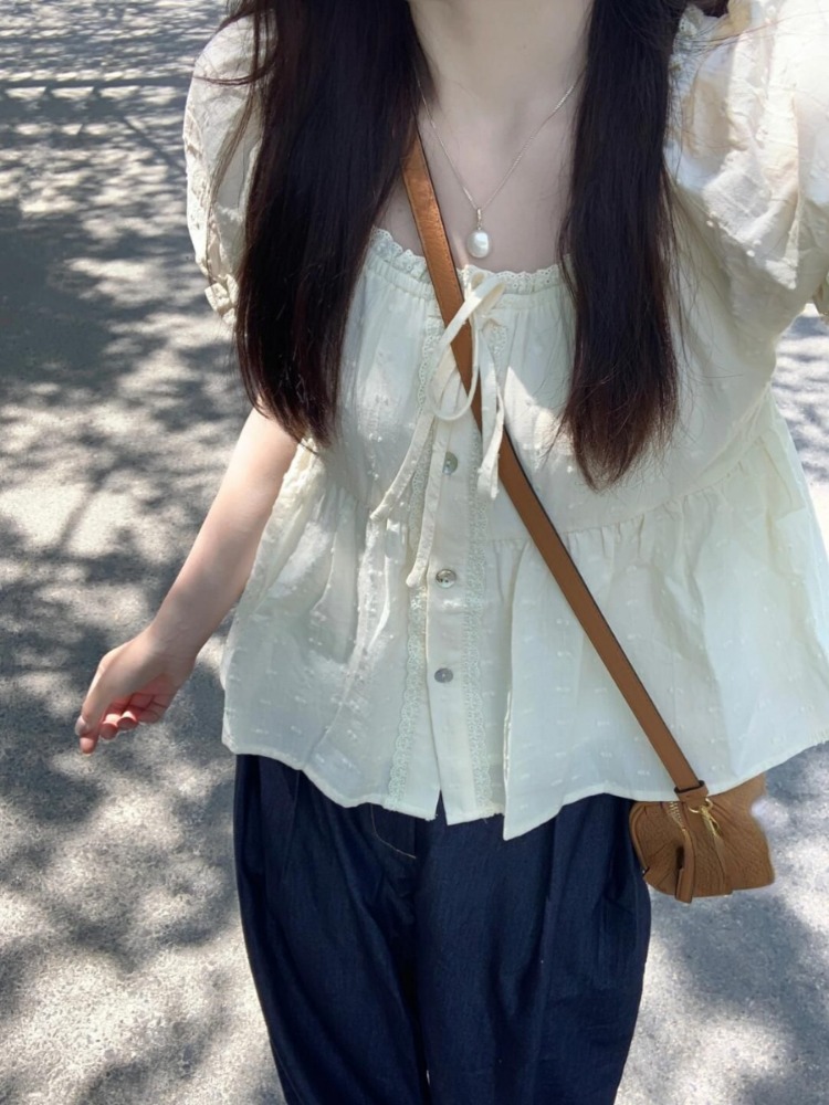 Chemisier à bandes pour femmes, à volants, Harajuku, simple boutonnage, hauts Y2k, col Suare esthétique, Grunge, Streetwear De Mujer