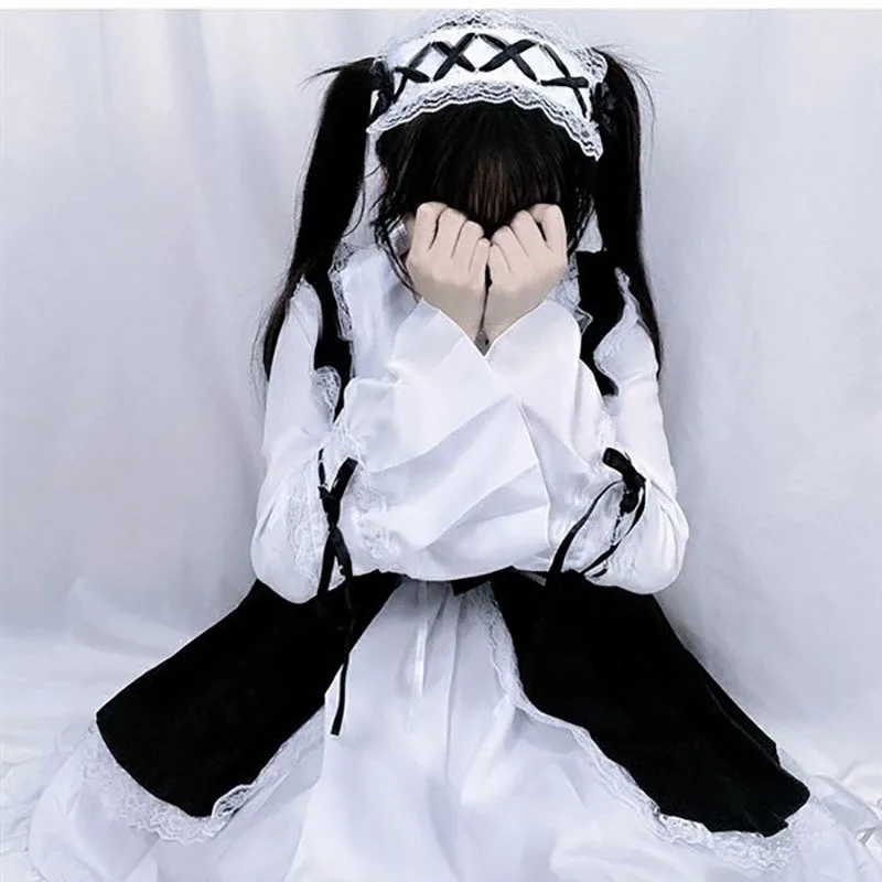 Costume Lolita Cosplay pour hommes et femmes, tenue de femme de chambre, tablier noir et blanc, robe mignonne, nœud papillon sexy, 7,0, 73