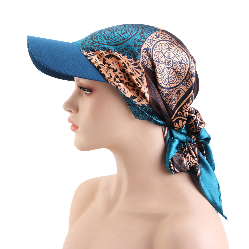 Chapeau de soleil pour femme en satin imprimé avec visière, doux et respirant, style foulard, casquette de baseball