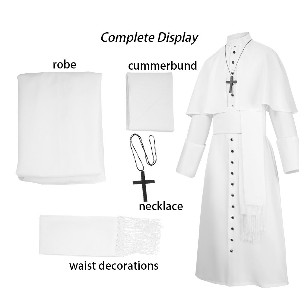 Tenue de prêtre médiévale et de prêtre, tenue de cosplay, quatre couleurs, robe rétro médiévale