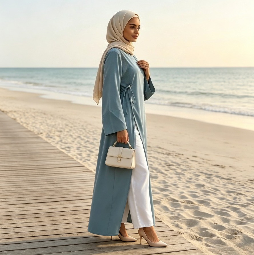 Abayas et Kaftans longs pour femmes, style Eid, Ramadan, Dubaï, Islam, Arabe, Modeste, avec fente et laçage, Robe Maxi, Blouse, Tunique, style Marocain, 2026