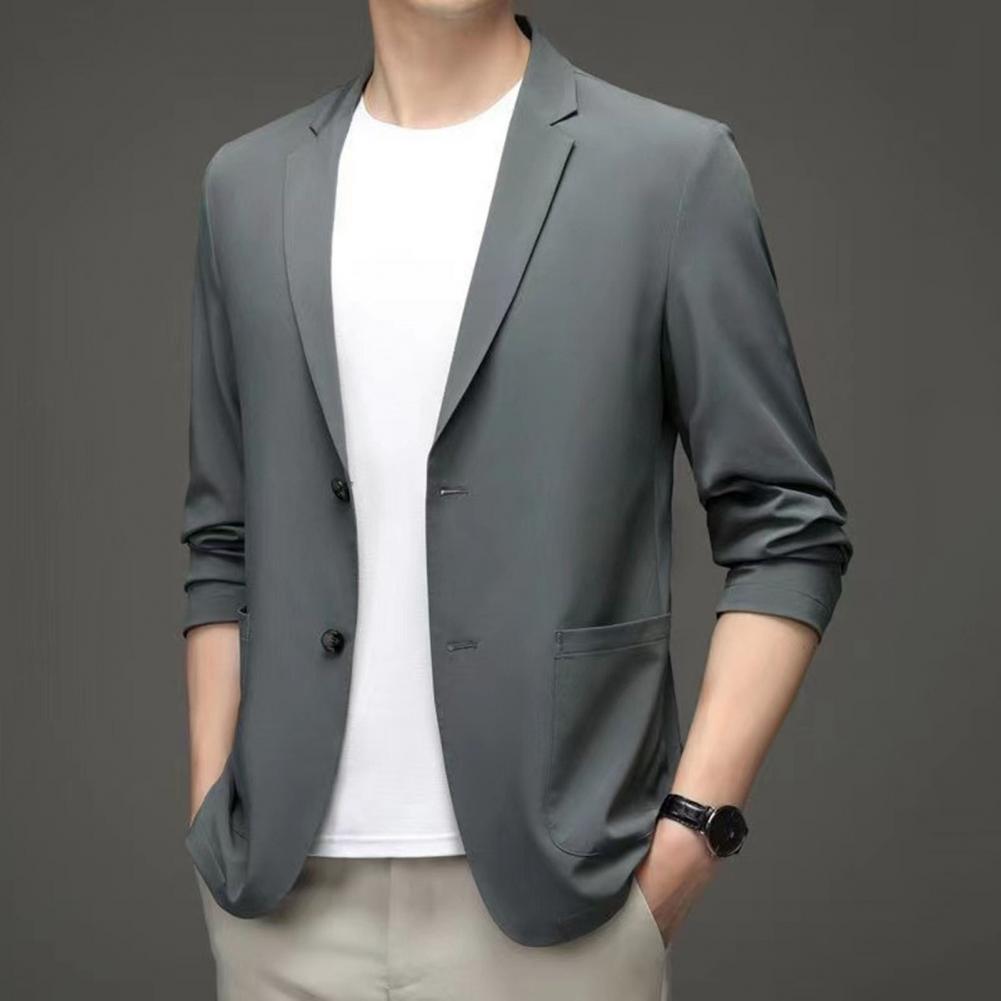 Manteau de costume d'été formel pour hommes, manteau d'affaires à revers, poches à Double boutons, Cardigan solide, vestes de costume amples pour hommes, veste de travail