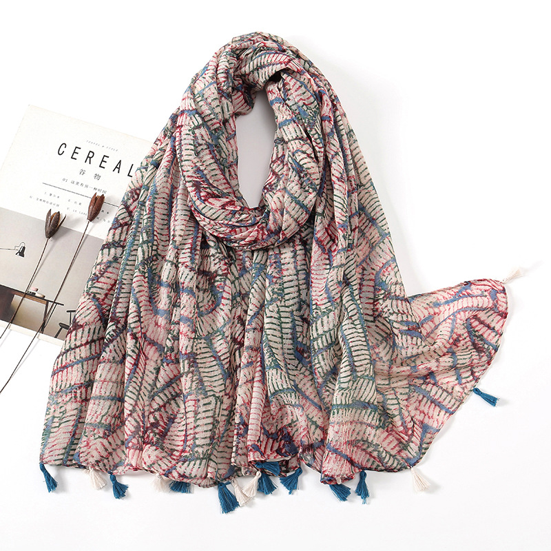 Écharpe en Viscose et Coton pour Femme, Jolis Châles à Fleurs, Enveloppes, Écharpes Fines à la Mode, Glands, Pashmina, Qualité, Nouvelle Collection Automne 2023