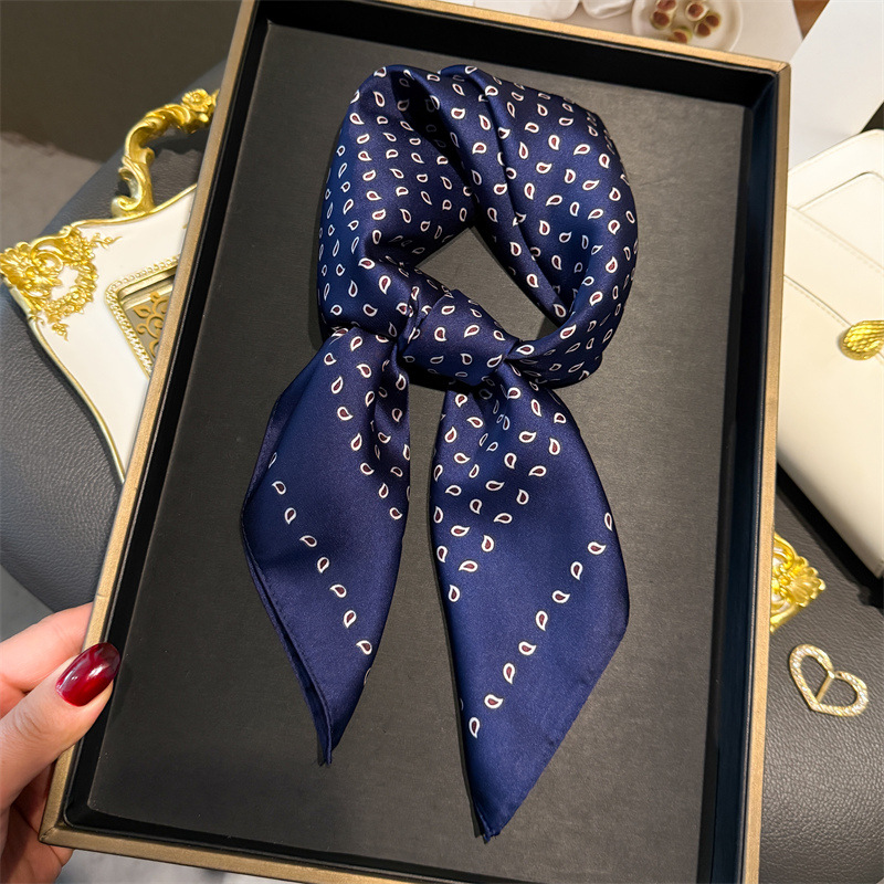 Foulard carré en soie pour femmes, 70x70cm, rétro, imprimé Paisley et noix de cajou, Foulard en Satin doux, bandeau Hijab