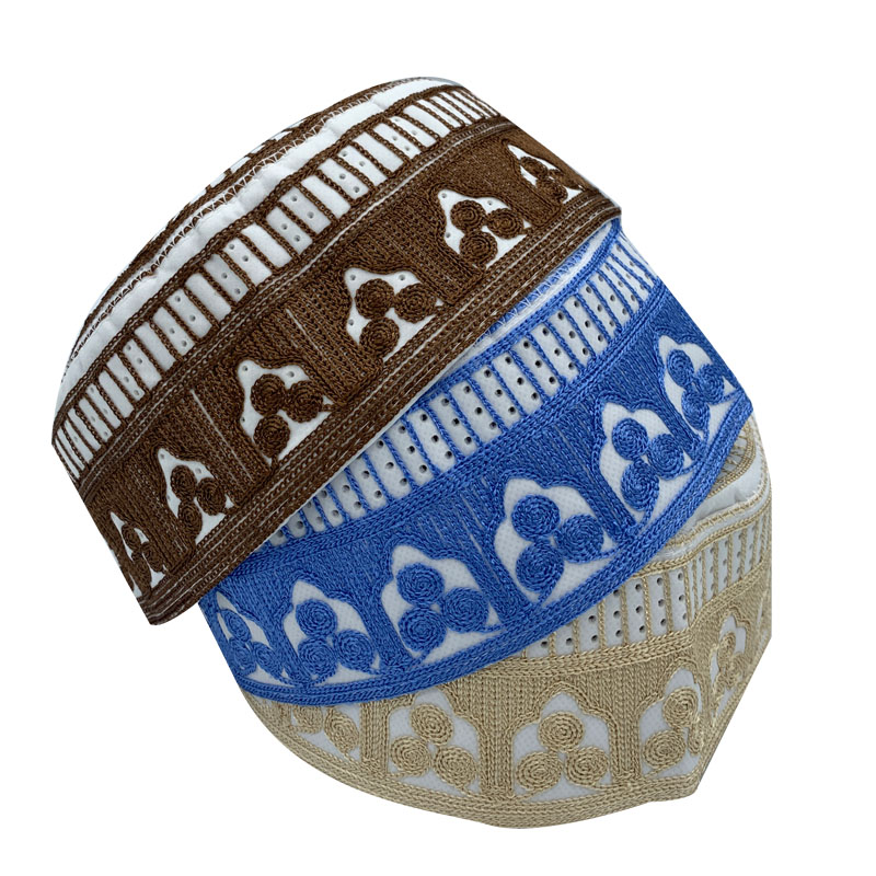 Chapeaux de prière musulmans pour hommes, broderie en coton, chapeau islamique d'Arabie saoudite, Kippa masculine zones me, casquette juive, écharpe de sauna pour hommes, vêtements, nouveau, 2023