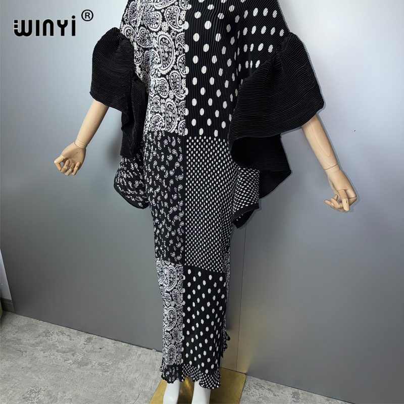 Robe plissée élastique WINYI, style bohème, robe de plage, kaftan élégant, abaya, robe de soirée de luxe Dubaï, robe de soirée pour femme musulmane