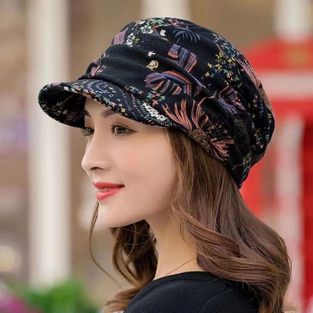 Femmes visière chapeau bonnet casquettes à bords courts chapeau à fleurs bonnet Slouch Cancer chimio casquettes chaud musulman bord chapeaux Wrap