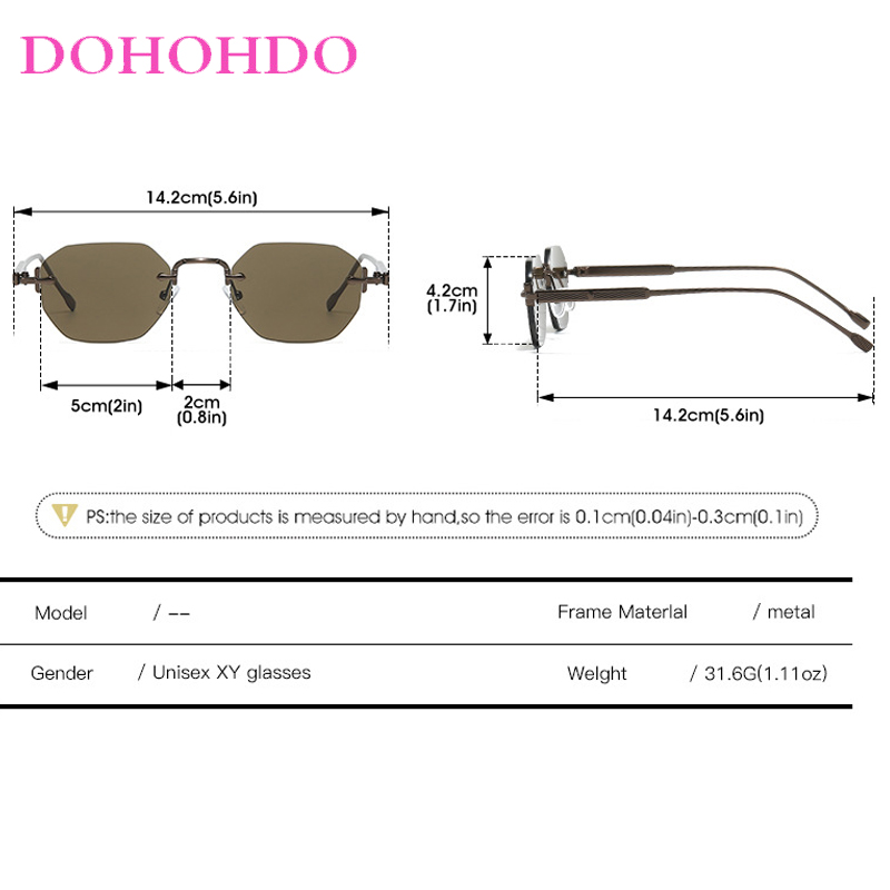 Lunettes de soleil polygonales sans monture en métal de luxe pour femmes et hommes, design tendance, lunettes de voyage, de conduite, de pêche, lunettes de soleil UV400, Gafas