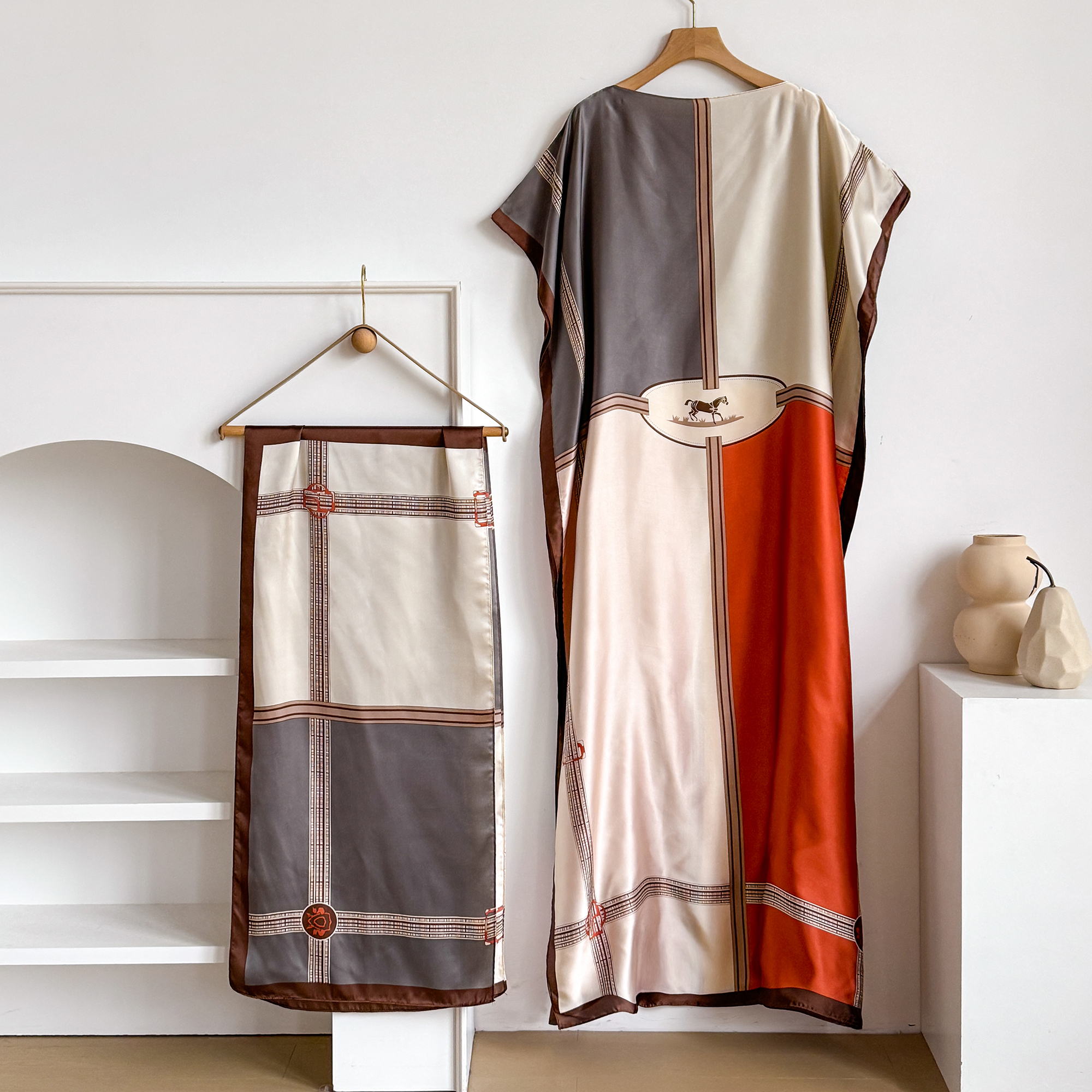 Nouvelle Robe Kaftan d'été pour Femme avec Grande Écharpe, Abaya Ample, Robe Décontractée Imprimée, Style Africain, Dubaï, Turquie