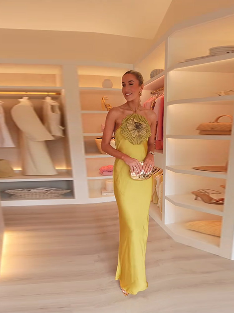 Robe de Soirée Élégante pour Femme, Robe Sirène en Satin à Fleurs 3D, Col Halter, Sans Manches, Dos Nu, Collection Été 2026, Chic et Tendance