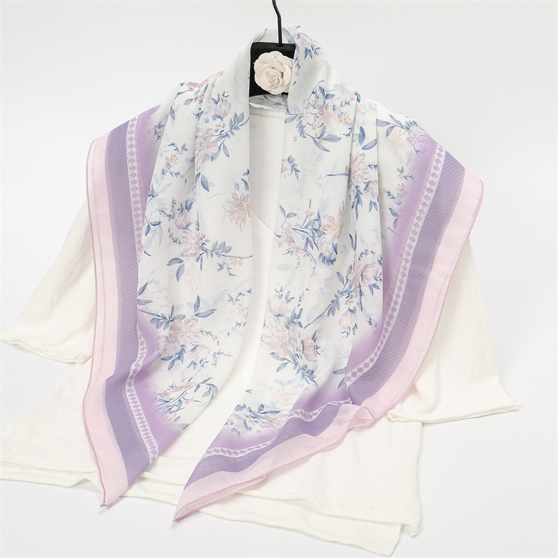 Écharpe carrée en coton pour femmes, bandana, bande de sauna, fleurs, vintage, luxe, été, plage, mouchoir bohème, accessoires pour filles, nouveau, 2024
