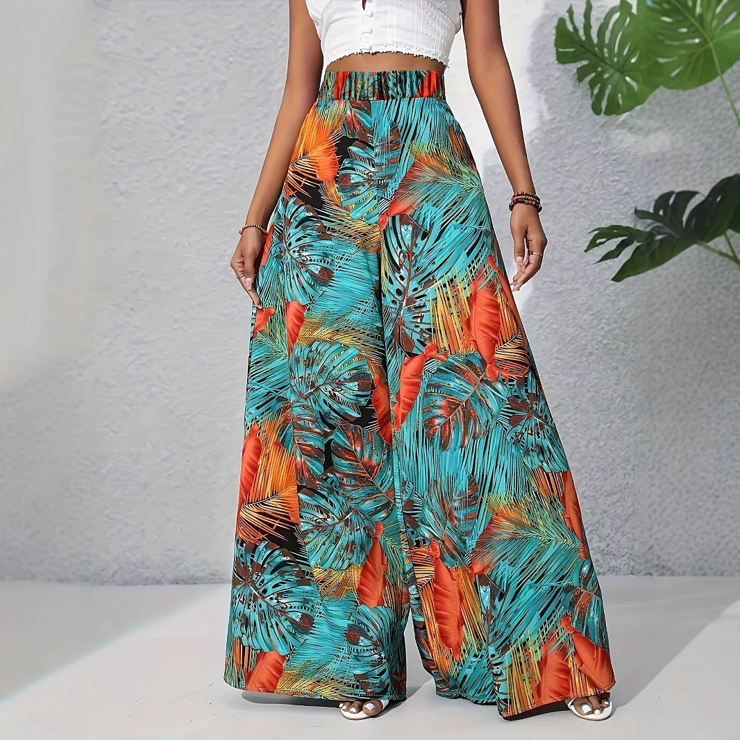 Pantalon décontracté taille moyenne pour femme, imprimé aléatoire, nouvelle collection été, grande taille