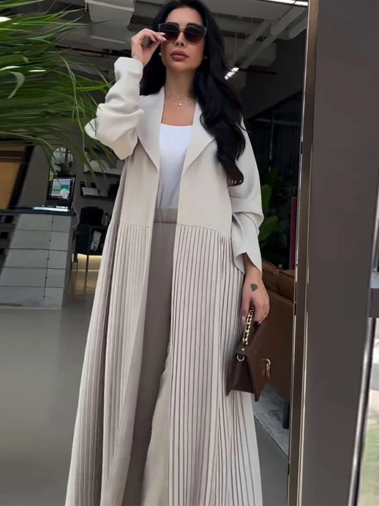 Ensemble 2 pièces pour femmes musulmanes, robe longue plissée, Ramadan, Maroc, Dubaï, Abayas, Cardigan, Kaftan, Pantalon long, Eid Abaya, 2025