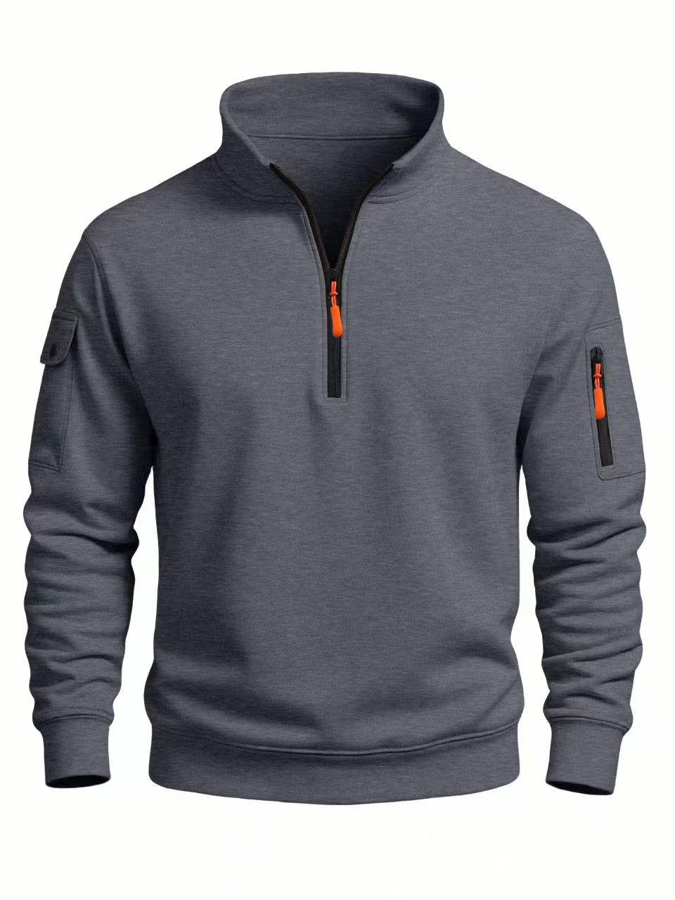 Sweat-shirt pour homme, automne-hiver 2025, nouveau modèle décontracté, sportif, à manches longues, col haut, demi-zip, coupe-vent