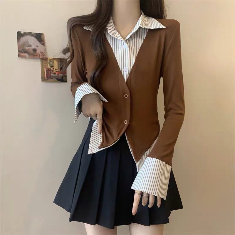 Chemises et chemisiers rayés pour femmes, vêtements de base, modernes, longs, pour jeunes, mignons et élégants, esthétique, grande taille, nouvelle collection 2025