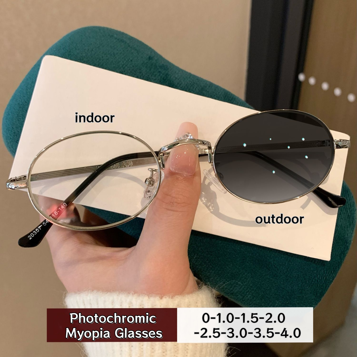 Lunettes de myopie à monture ovale, nouvelles lunettes de myopie photochromiques de luxe pour hommes et femmes, lunettes bloquant la lumière bleue à la mode 0 à -4.0