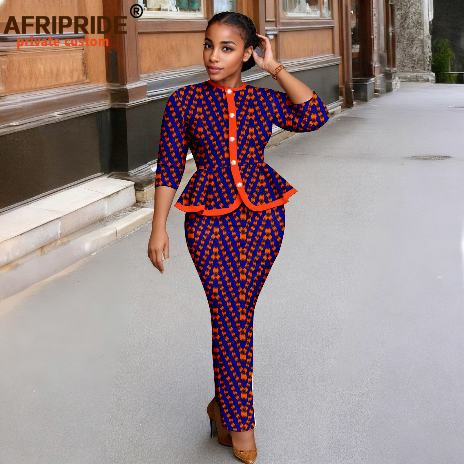 Vêtements africains pour femmes, chemises imprimées à simple boutonnage et jupe Midi, ensemble 2 pièces, tenues de fête, tenue Ankara 2526080