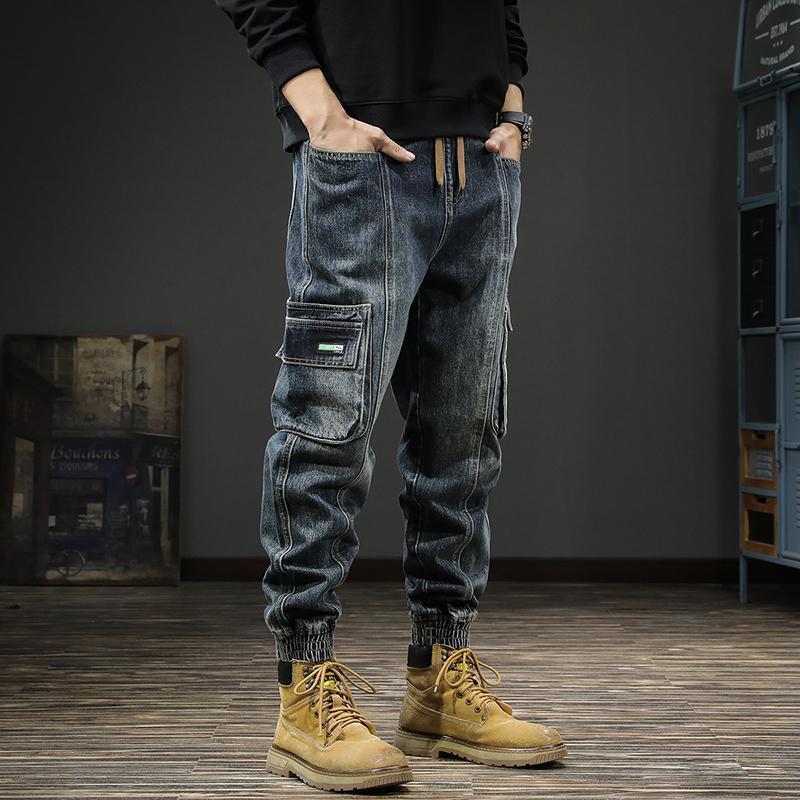 Mode 2025 vêtements de luxe printemps automne hommes jean lourd rétro lavage vêtements de travail ample grande taille sarouel conique pantalon