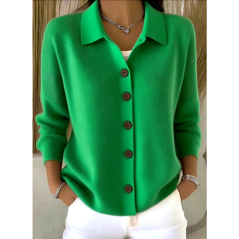 Tendances 2026 : Cardigan en tricot pour femme, manches longues, col polo, boutonné, décontracté, ample, style Y2k