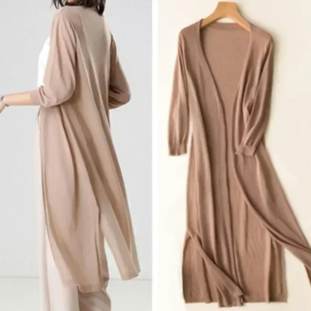 Cardigan long décontracté pour femmes, style coréen, protection solaire, doux, confortable, uni, taille unique, ample et léger