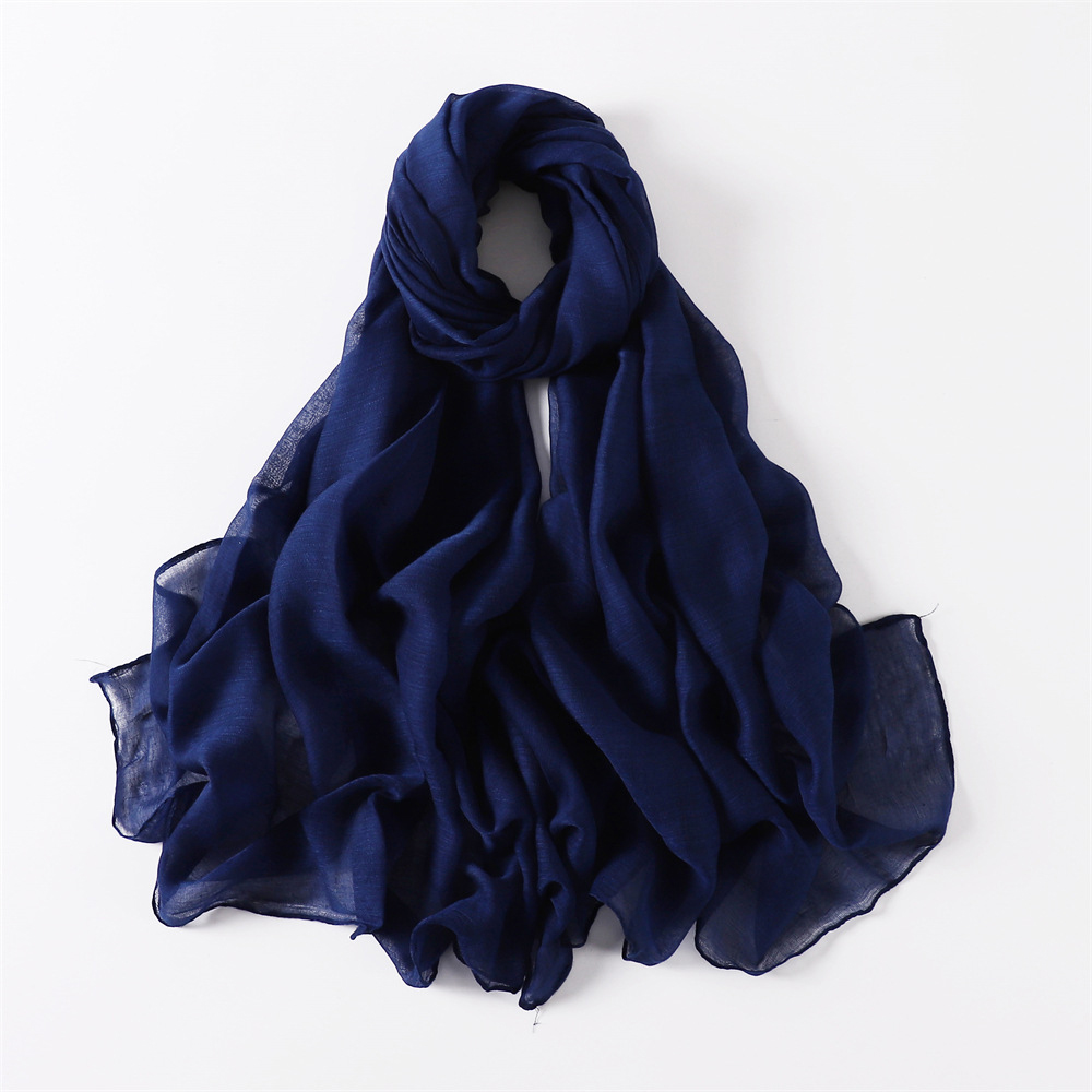 Écharpe en Coton et Lin pour Femme et Étudiante, Classique, Solide, Rétro, Doux, Viscose, Châle Rond, Nouvelle Collection Automne