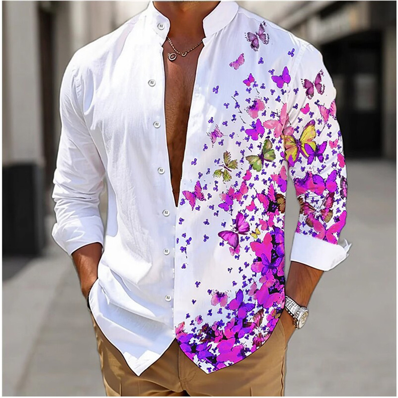 Chemise florale douce et confortable pour hommes rose bleu vert à la mode décontracté extérieur rue Y-Plus taille européenne TANXS-6XL