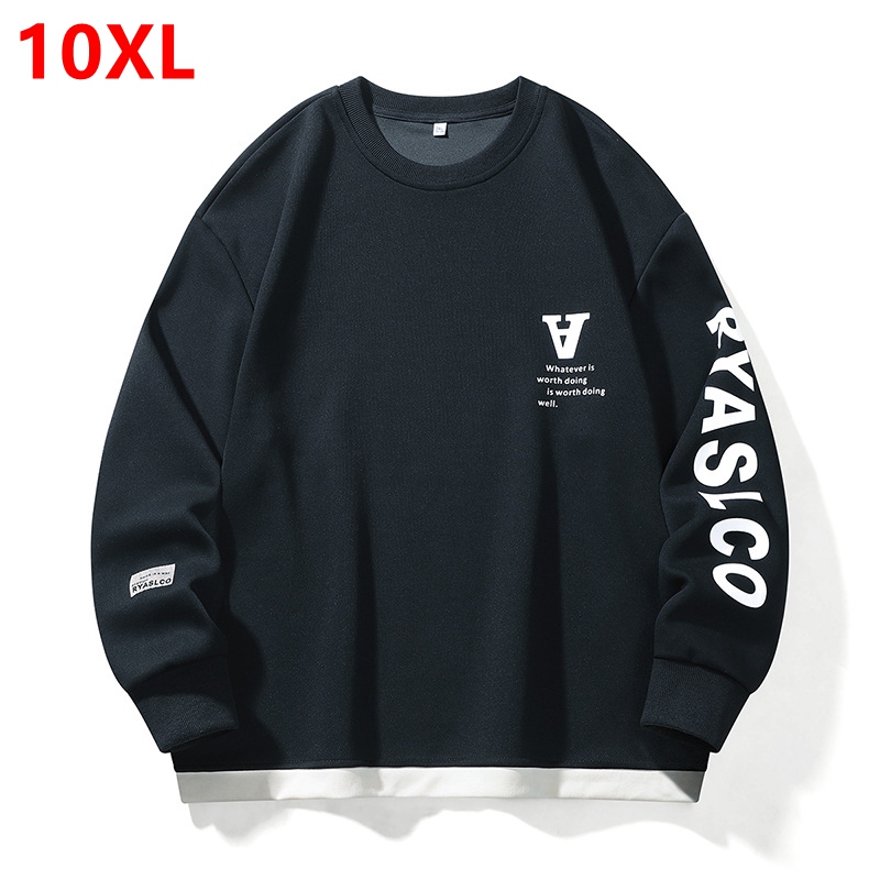 Grande taille sport pull hommes à la mode gros printemps automne pull ample à manches longues rue haut décontracté grande taille 160kg 6XL 7XL 8XL