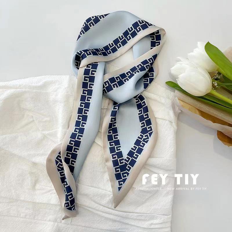 Foulard en Satin de soie pour femmes, série 4 pièces/ensemble, bandes de cheveux en tissu, accessoires de coiffure, foulards pour dames, attaches de cou en ruban pour poignée de sac