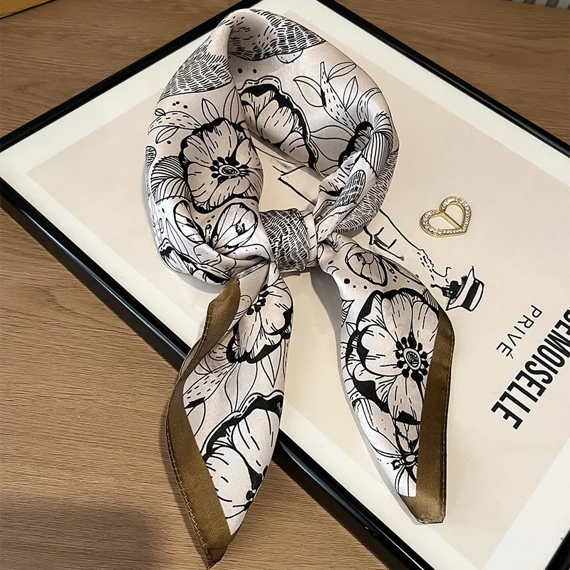 100% soie carré pour les femmes classique crâne imprimé Bandanna printemps été dames mode léger foulard châle de haute qualité 2025