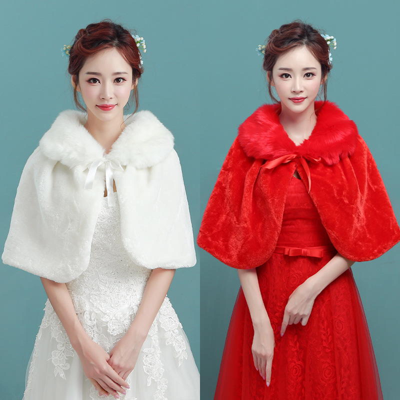 Épaissir l'étole ronde en peluche pour femmes, longueur du coude, châle pour patients de mariage, cape, veste chaude, haussement d'épaules avec ruban à lacets, nœud papillon, hiver