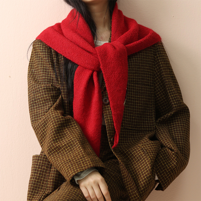 Grande taille laine Style coréen tricoté écharpe triangulaire femmes hiver chaud foulard châle vendu couleur foulard foulard Hijab