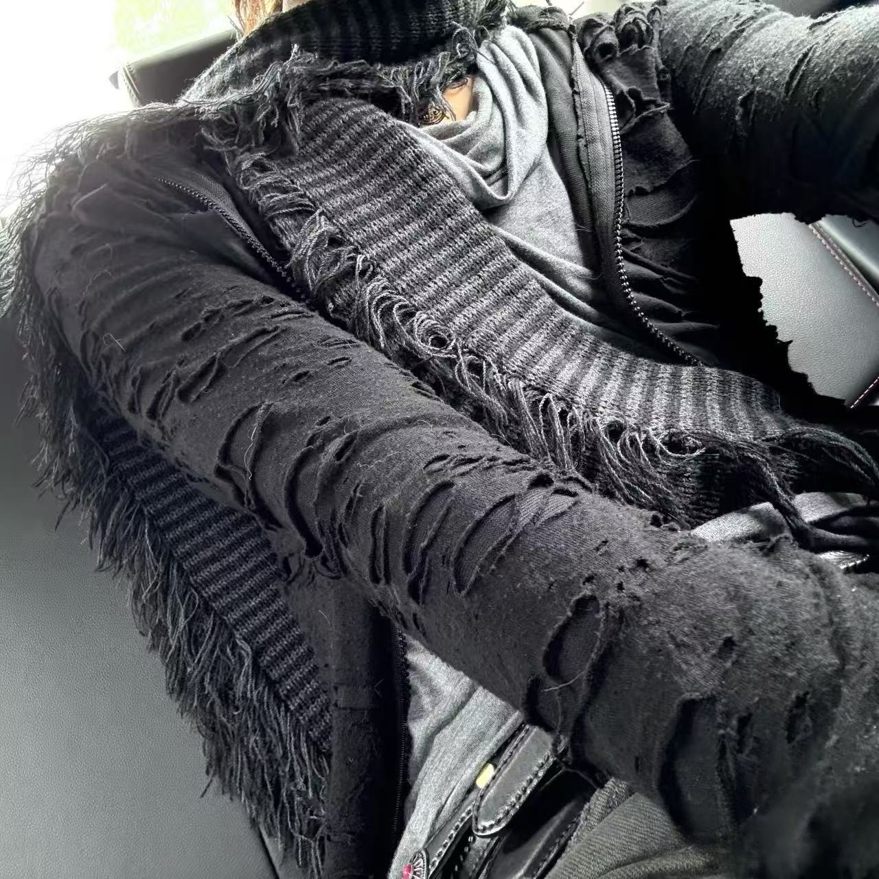 Harajuku gothique Punk rayé gland écharpe unisexe Shibuya fille chaude vent errant japonais Otaku secondaire Yuan tricoté écharpe