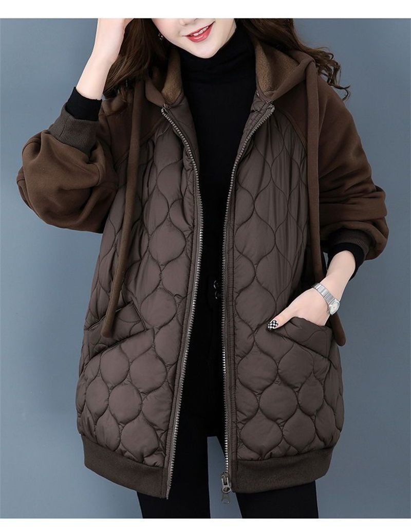 Veste d'automne/hiver pour femme, à capuche, en coton matelassé, modèle 2026, style européen, grande taille, coupe ample, vêtement d'extérieur pour femme.