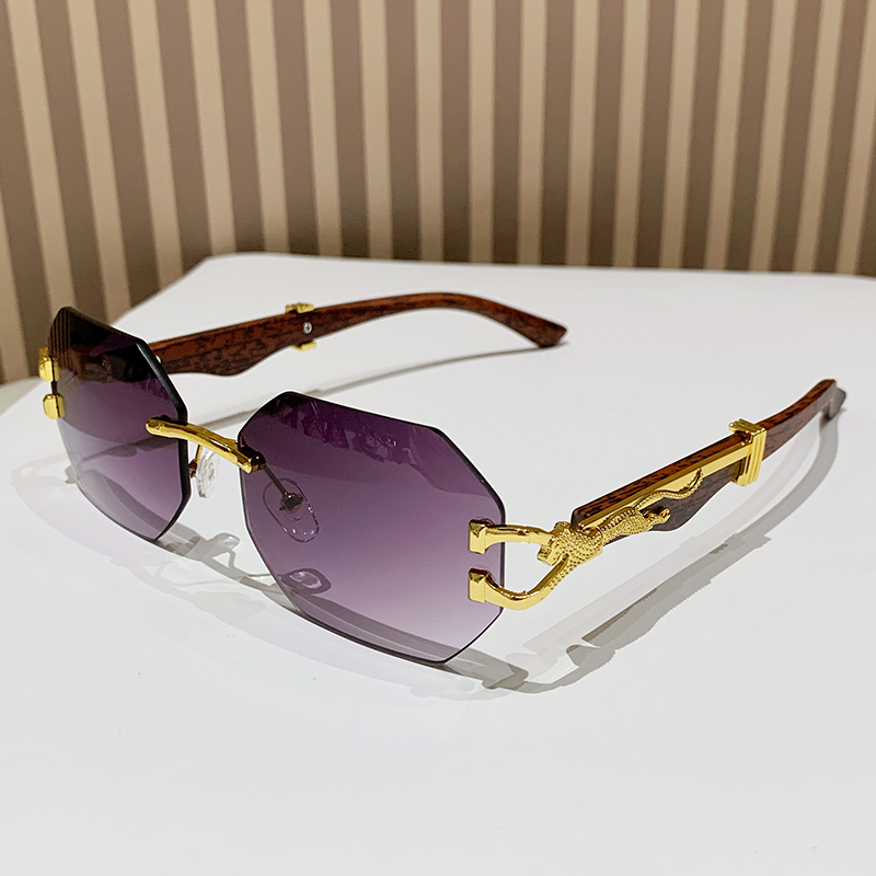 Lunettes de soleil carrées sans bords pour hommes et femmes, avec hexagone rétro, sans cadre, marque de luxe de styliste, nuances UV400, 2024