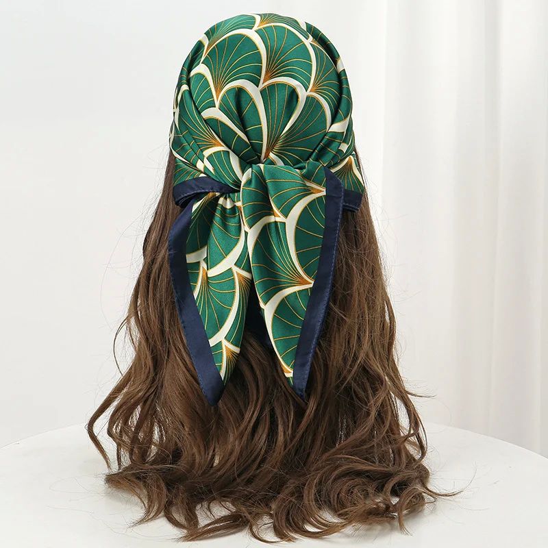 Foulard carré en Satin de soie imprimé de luxe pour femmes, châle Hijab, ruban pour cheveux, bandeau enveloppant, Bandana, nouvelle collection 2023