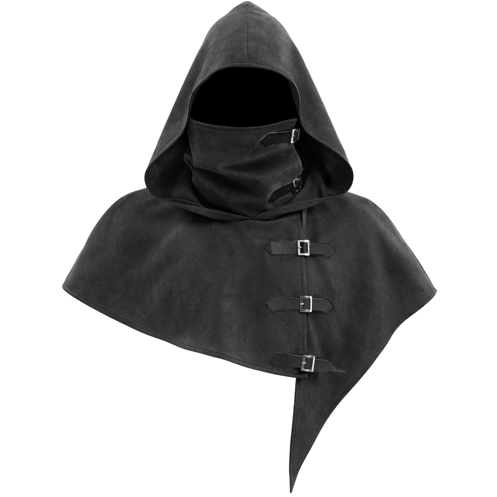 Ensemble châle-couvre-chef médiéval vintage, cape gothique d'assassin, cagoule, manteau de cosplay pour adulte, tenue de fête à thème LARP Halloween Carnaval
